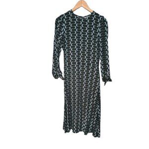 Reformation Port Print Midi Dress | Green Retro Print |  Modest